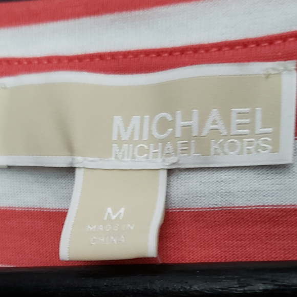 Michael Kors peach striped shirt with front tie - Picture 8 of 8